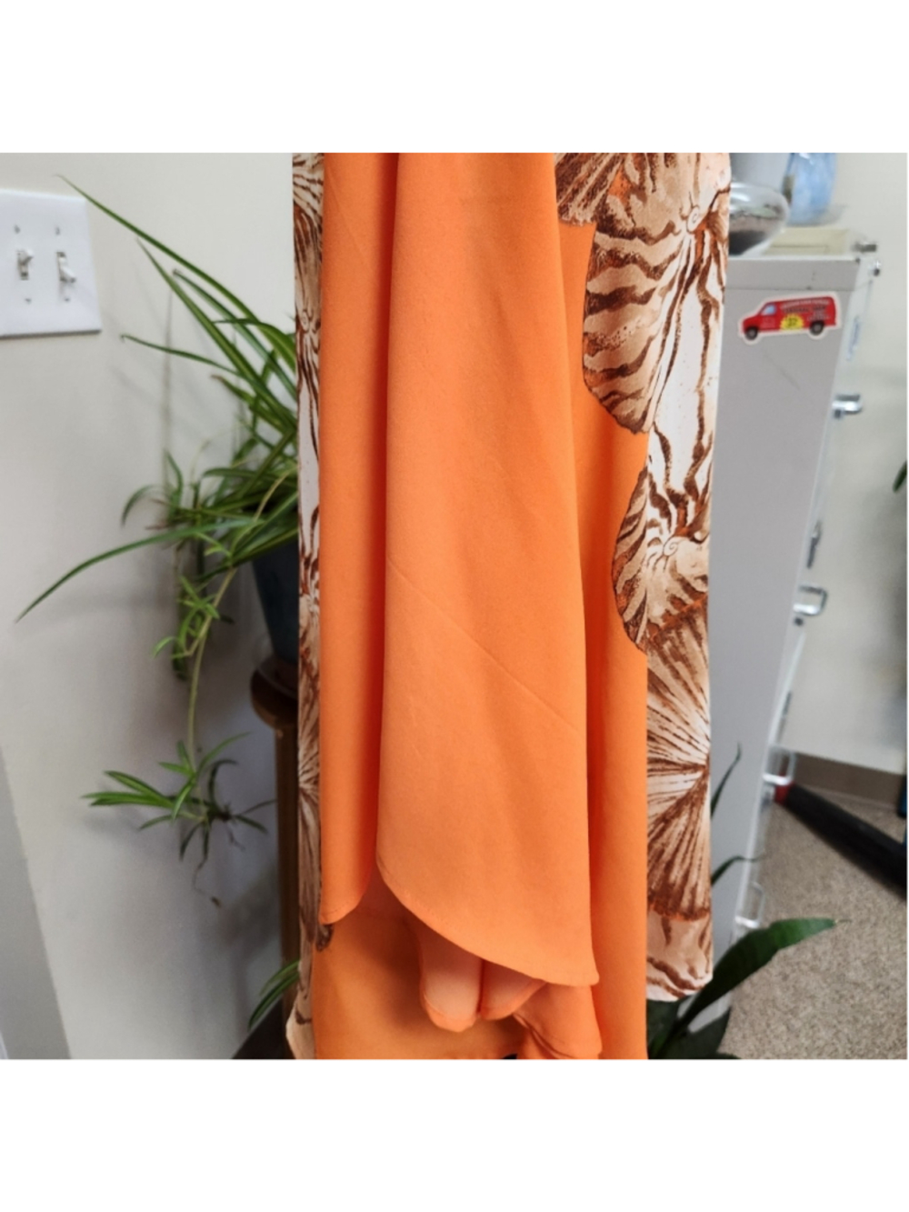 Chico's Orange and Brown Embellished Cap Sleeve Blouse Size S/M - Picture 4 of 9